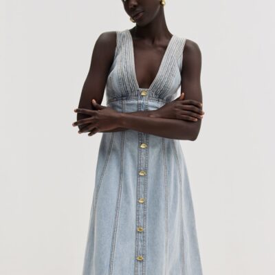 Aje Coast Denim Midi Dress - Image 1