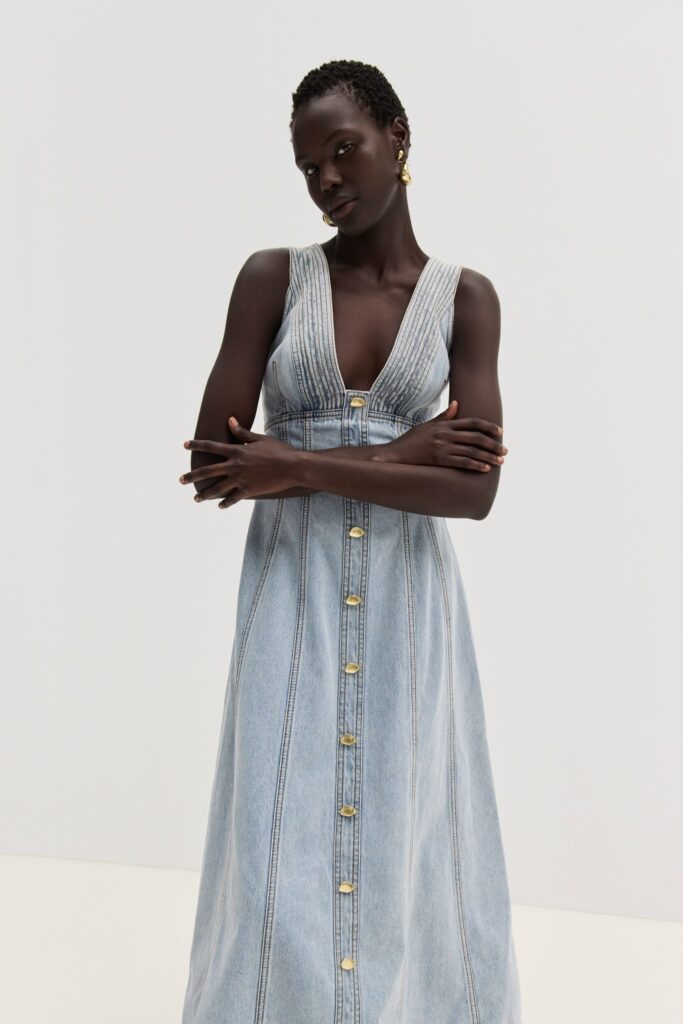 Aje Coast Denim Midi Dress - Image 1