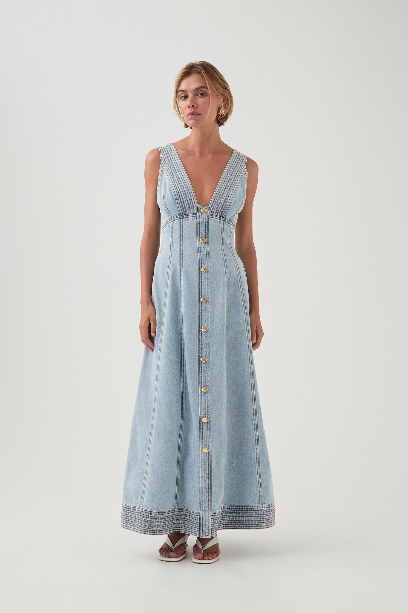 MNAJE200926190225137_3 Aje Coast Denim Midi Dress - Image 3