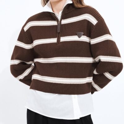 Aje Clara 1/4 Zip Stripe Jumper - Image 1
