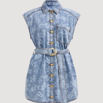 Aje Cary Denim Mini Dress - Image 2