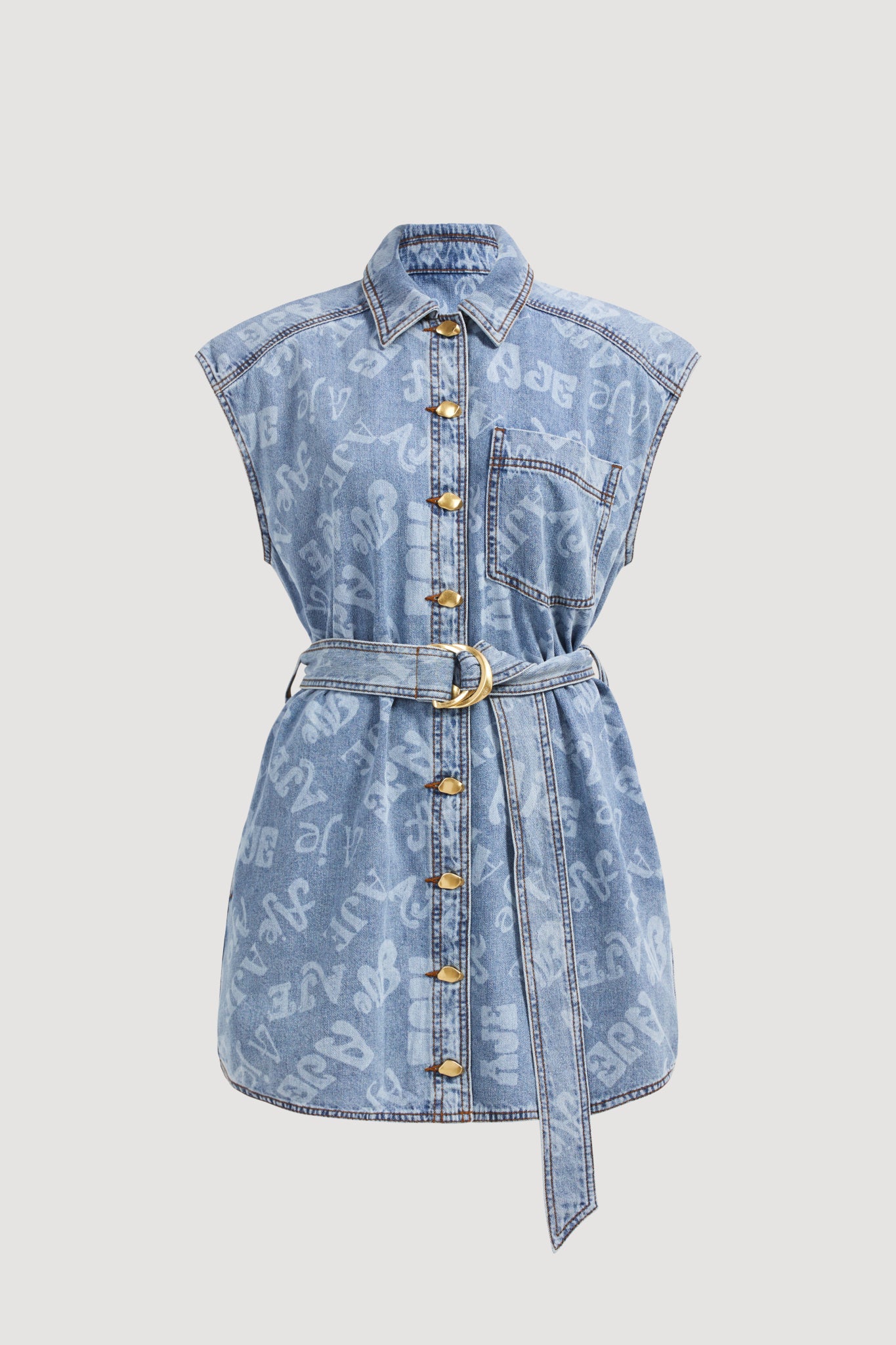 Aje Cary Denim Mini Dress - Image 2