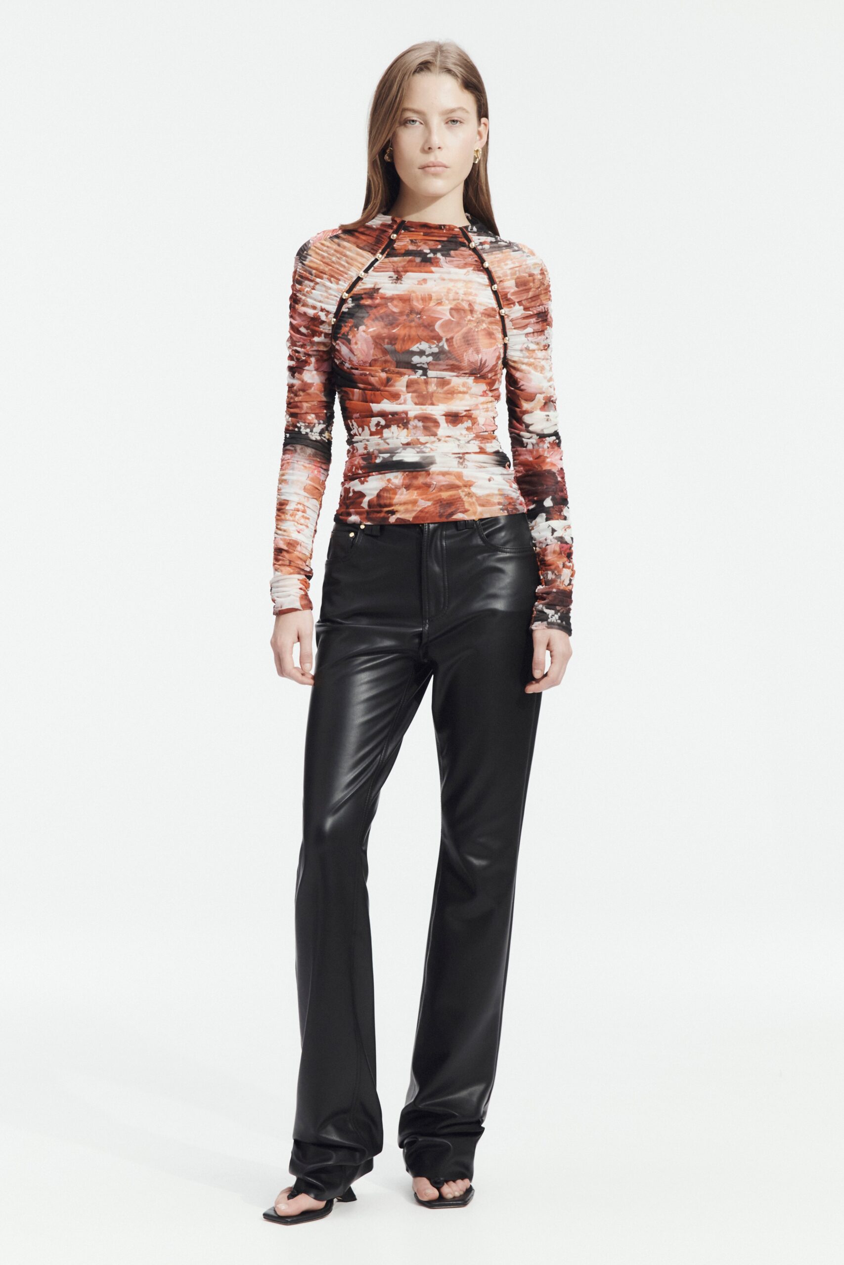 Aje Carline Gathered Mesh Top - Image 1