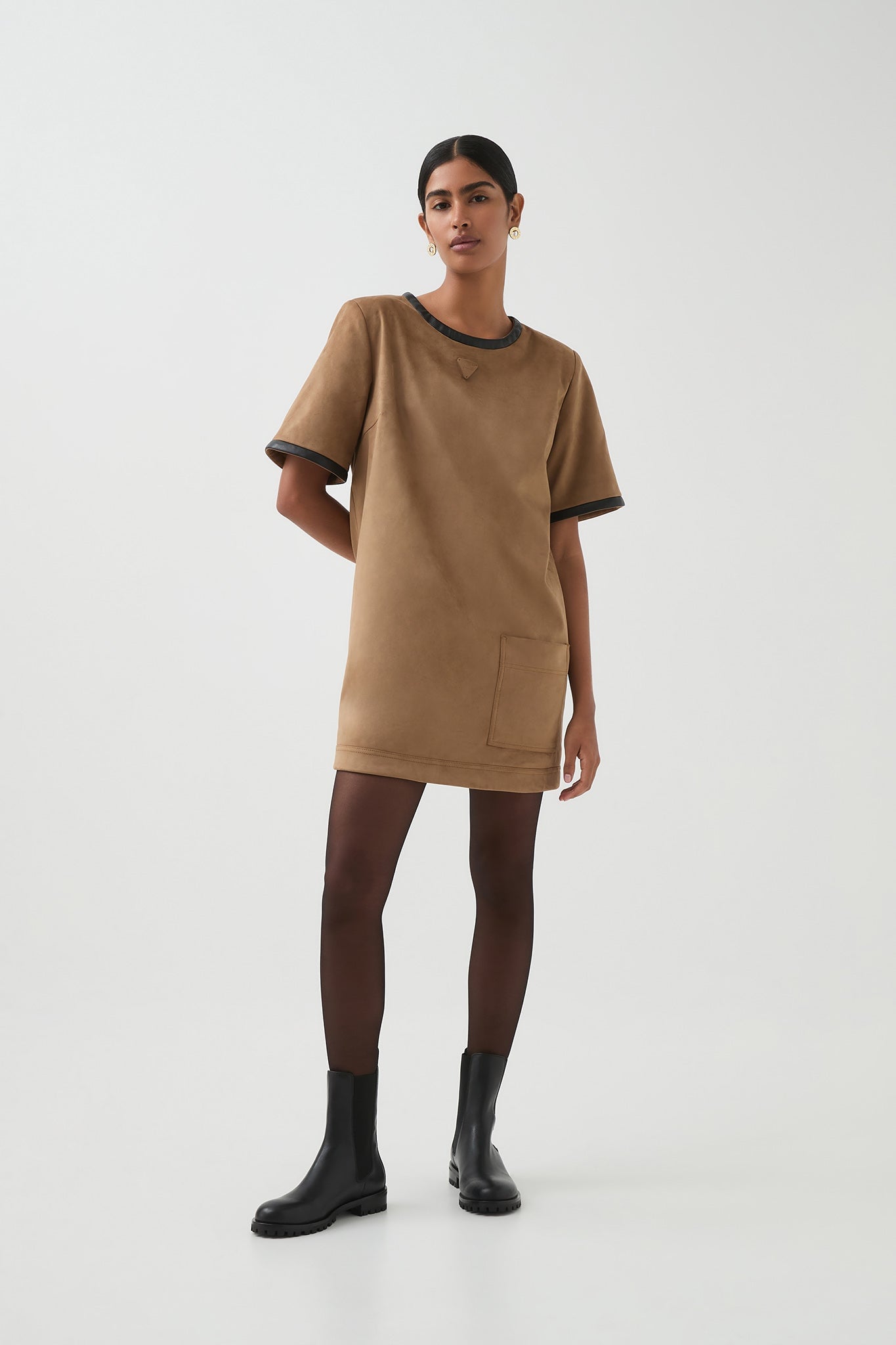 MNAJE200926190225168_3 Aje Calyx Vegan Suede Dress - Image 3