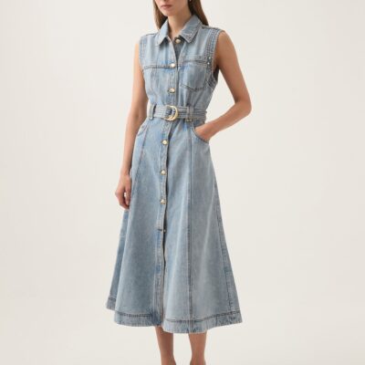 Aje Ray Denim Midi Dress - Image 1