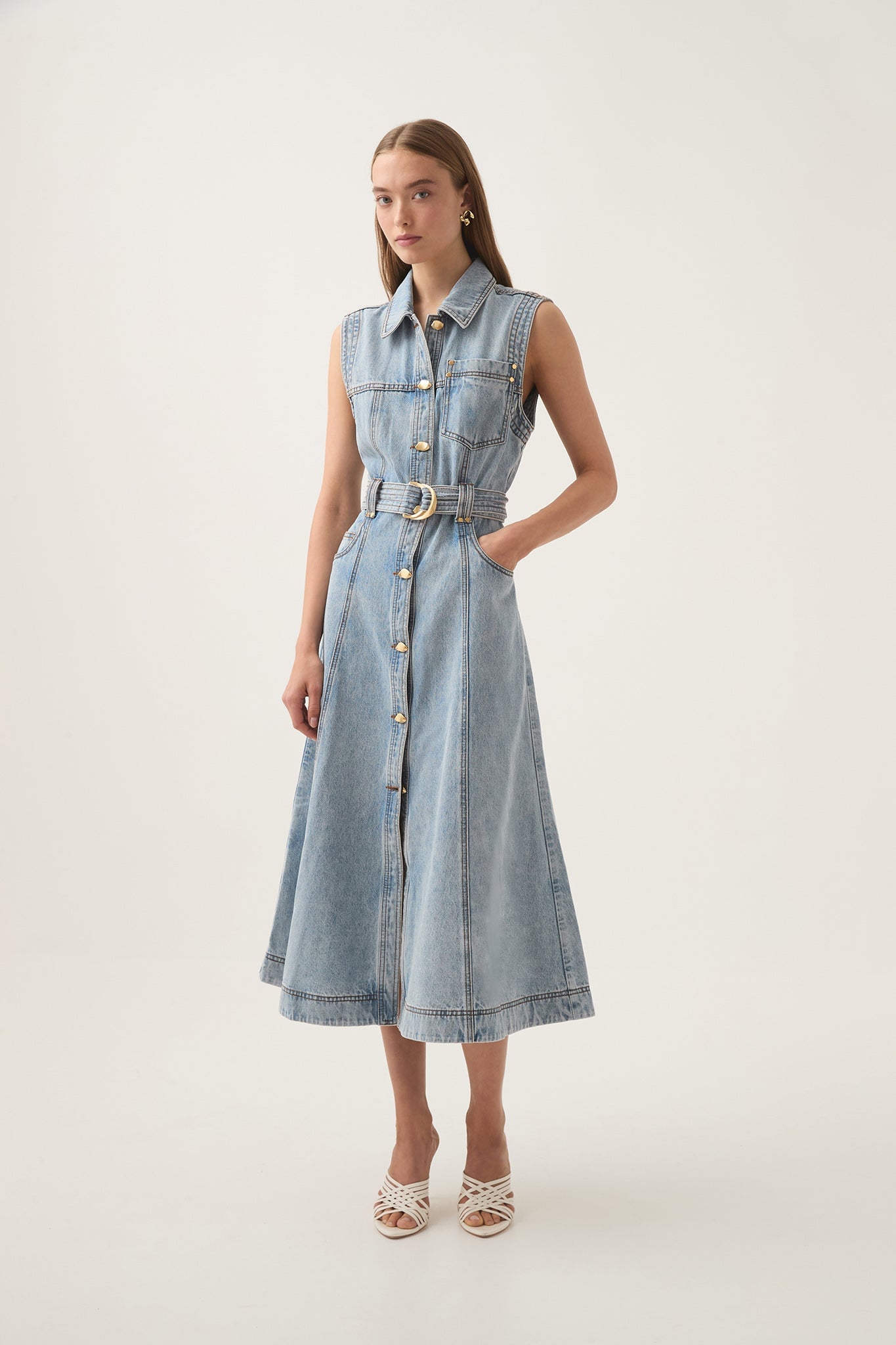 Aje Ray Denim Midi Dress - Image 1