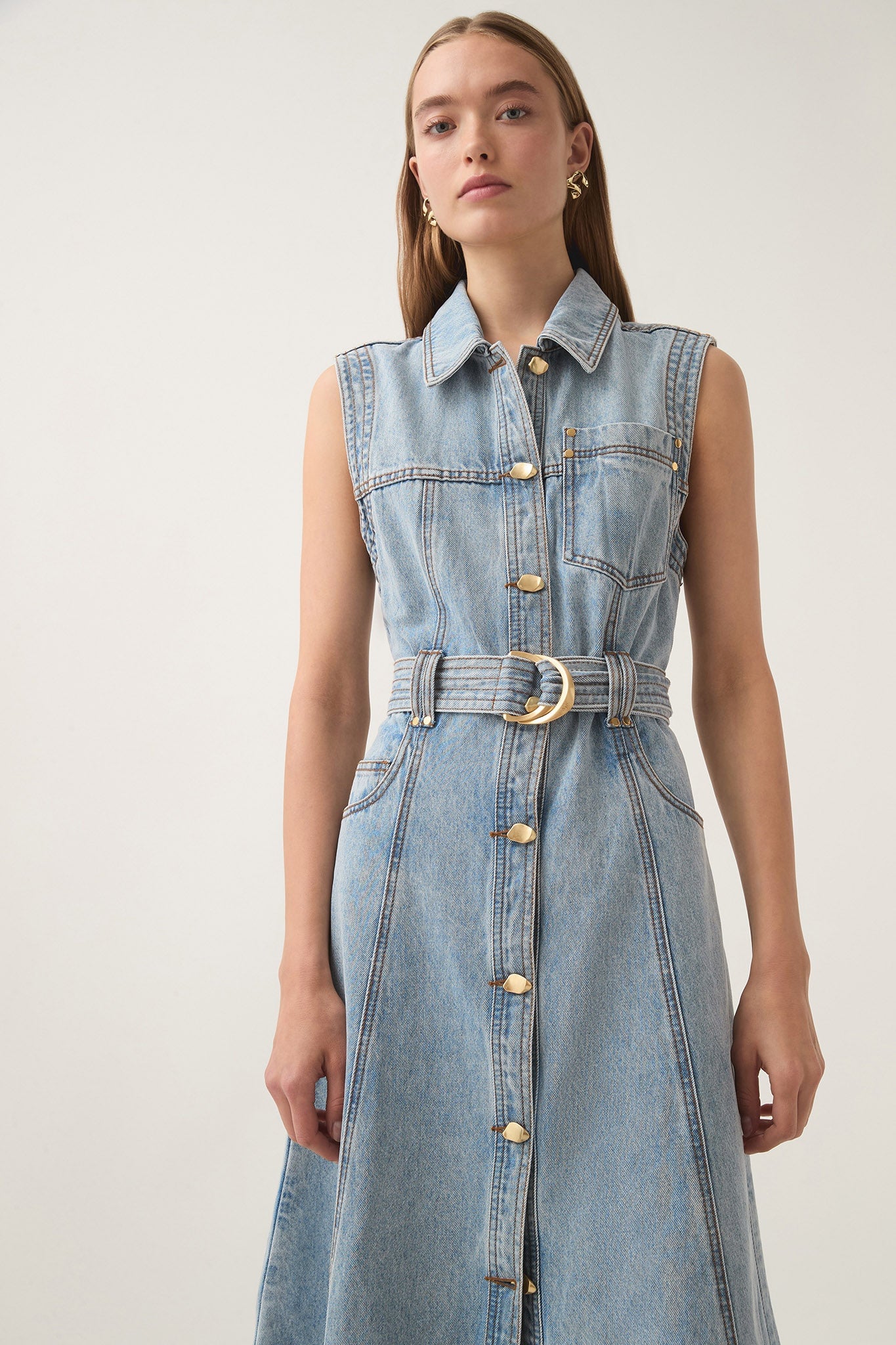 MNAJE270926190251013_3 Aje Ray Denim Midi Dress - Image 3