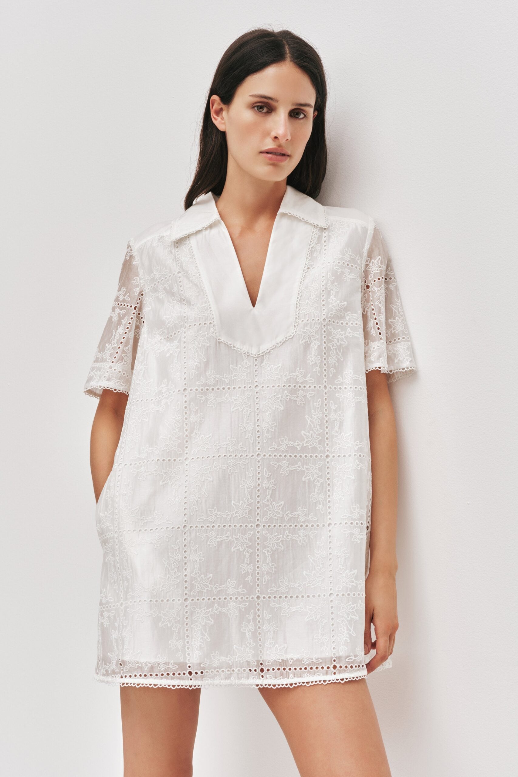 MNAJE270926190251016_3 Aje Merritt Embroidered Short Sleeve Dress - Image 3