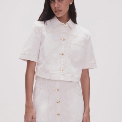 Aje Ember Denim Crop Shirt - Image 1