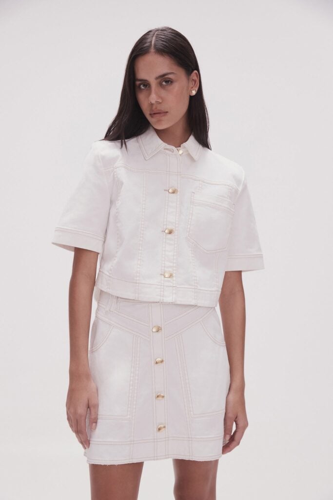 Aje Ember Denim Crop Shirt - Image 1