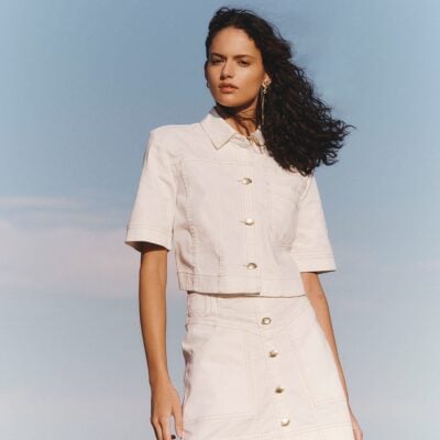 Aje Ember Denim Crop Shirt - Image 2