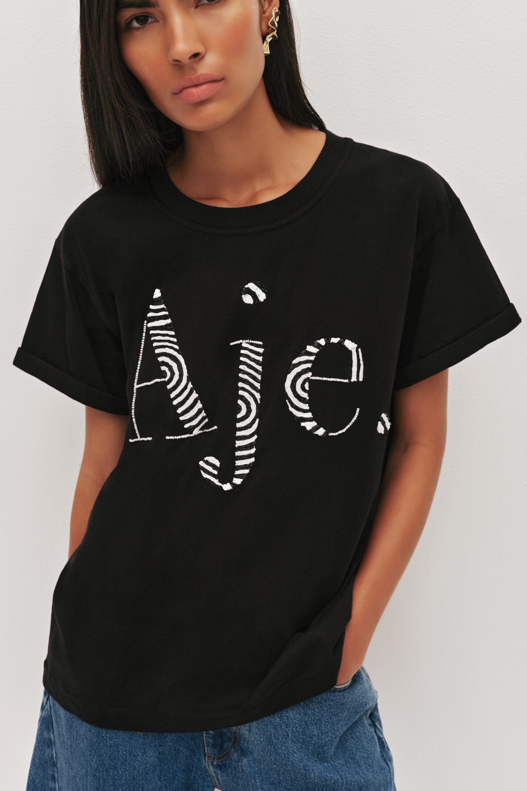 MNAJE270926190251036_3 Aje Core Raffia Logo Tee - Image 3