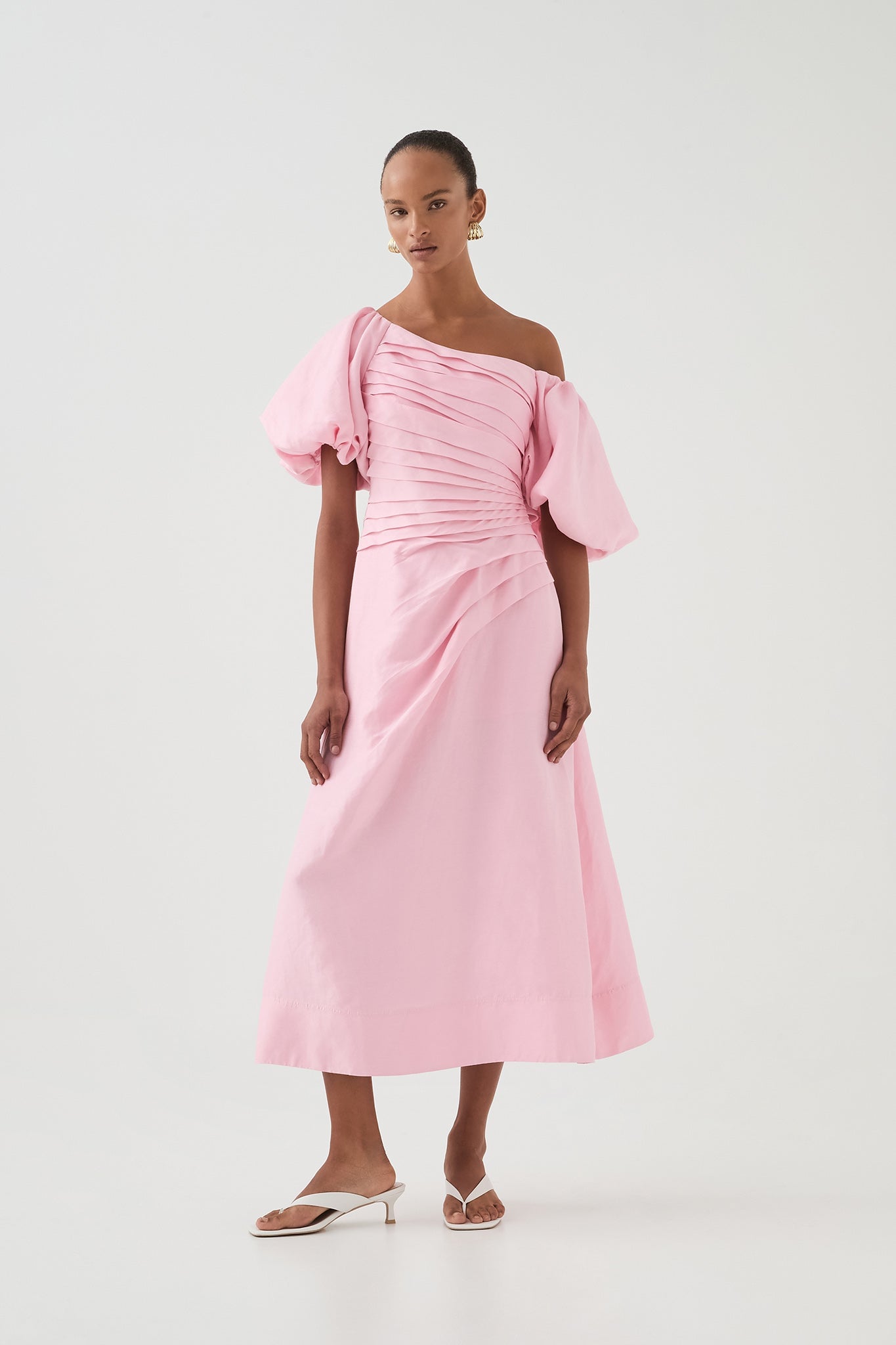 Aje Cadence Ruched Midi Dress - Image 1