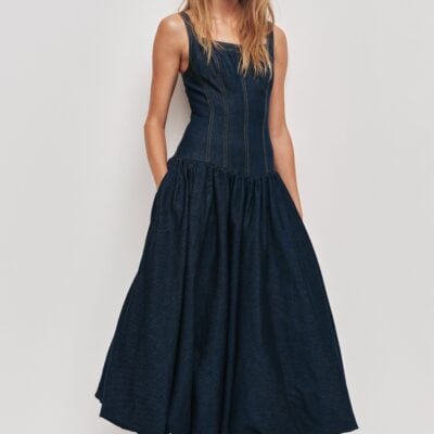 Aje Briar Denim Midi Dress - Image 1