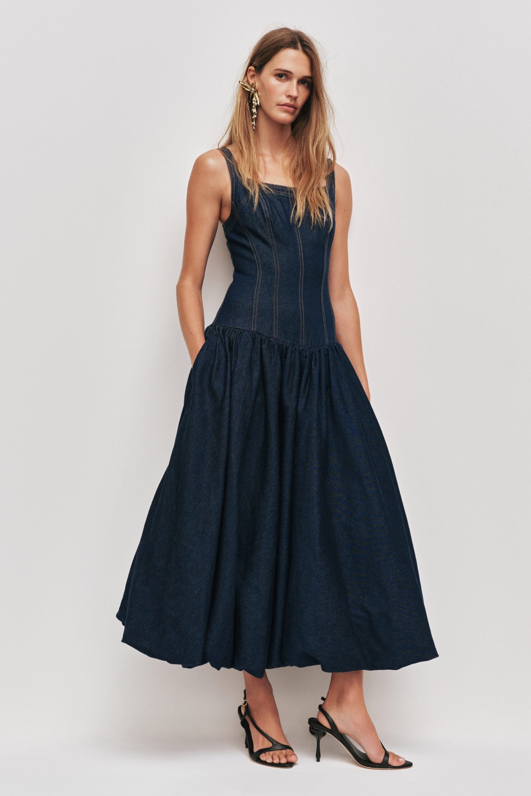Aje Briar Denim Midi Dress - Image 1
