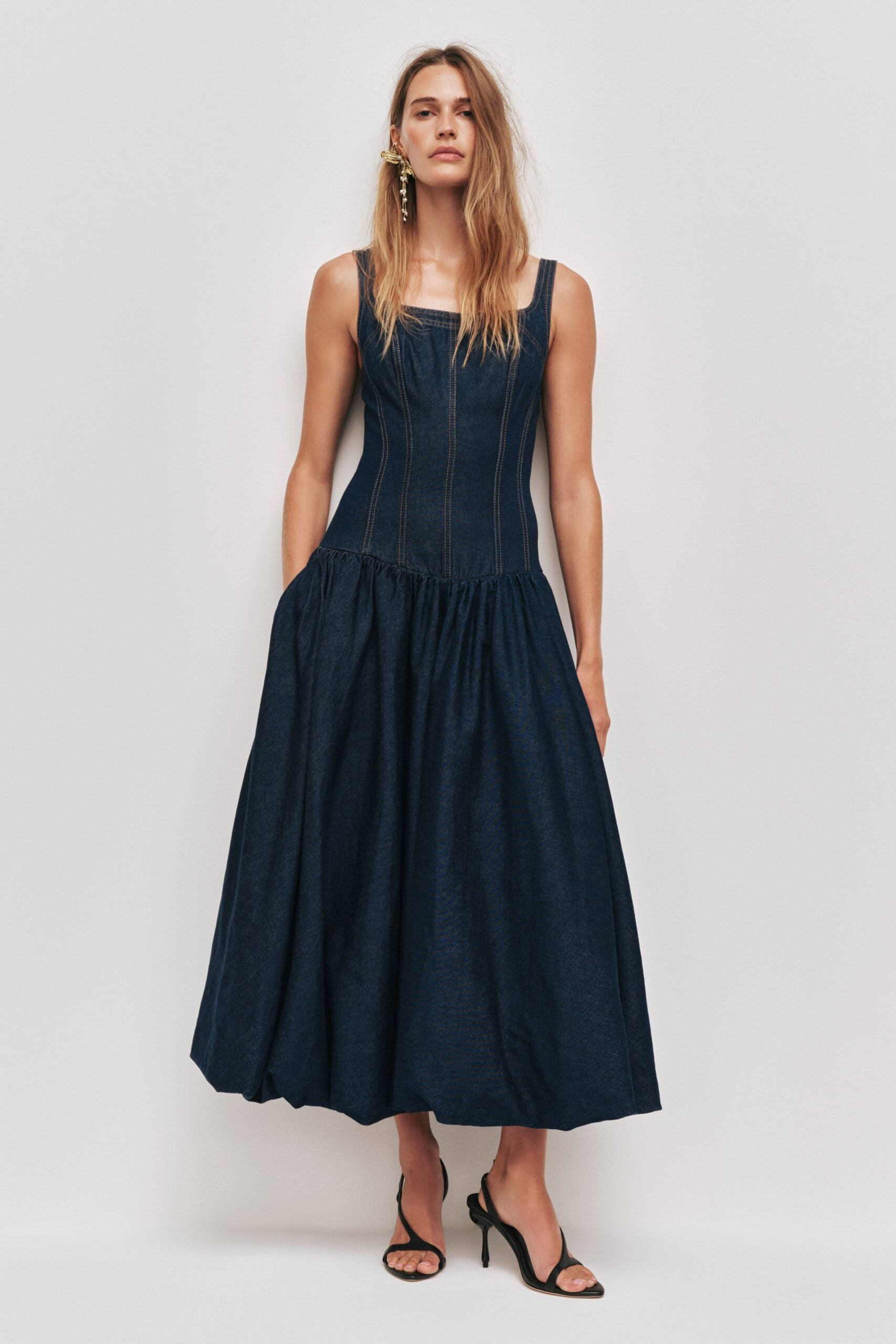 MNAJE270926190251080_3 Aje Briar Denim Midi Dress - Image 3
