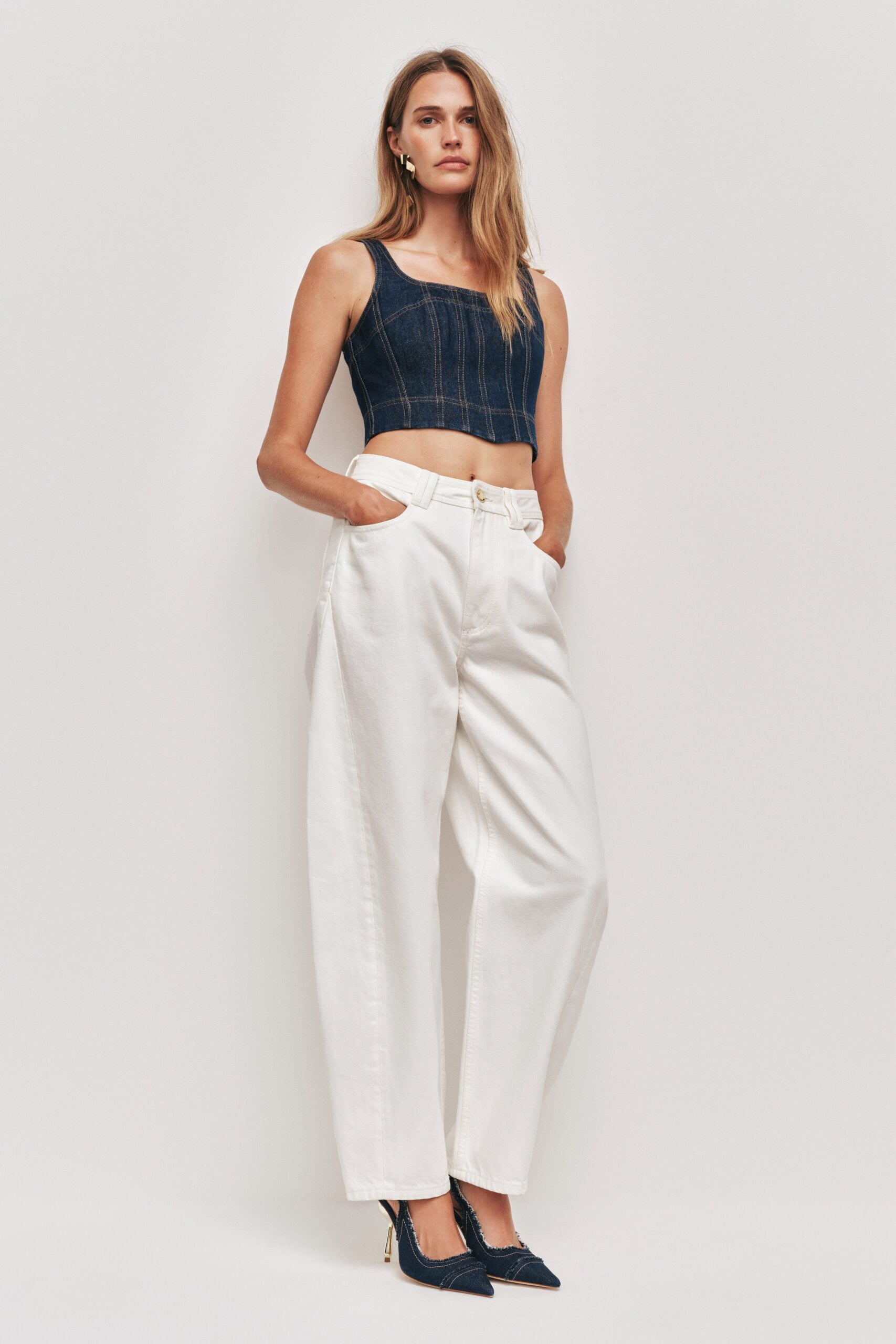 Aje Briar Denim Bustier - Image 1
