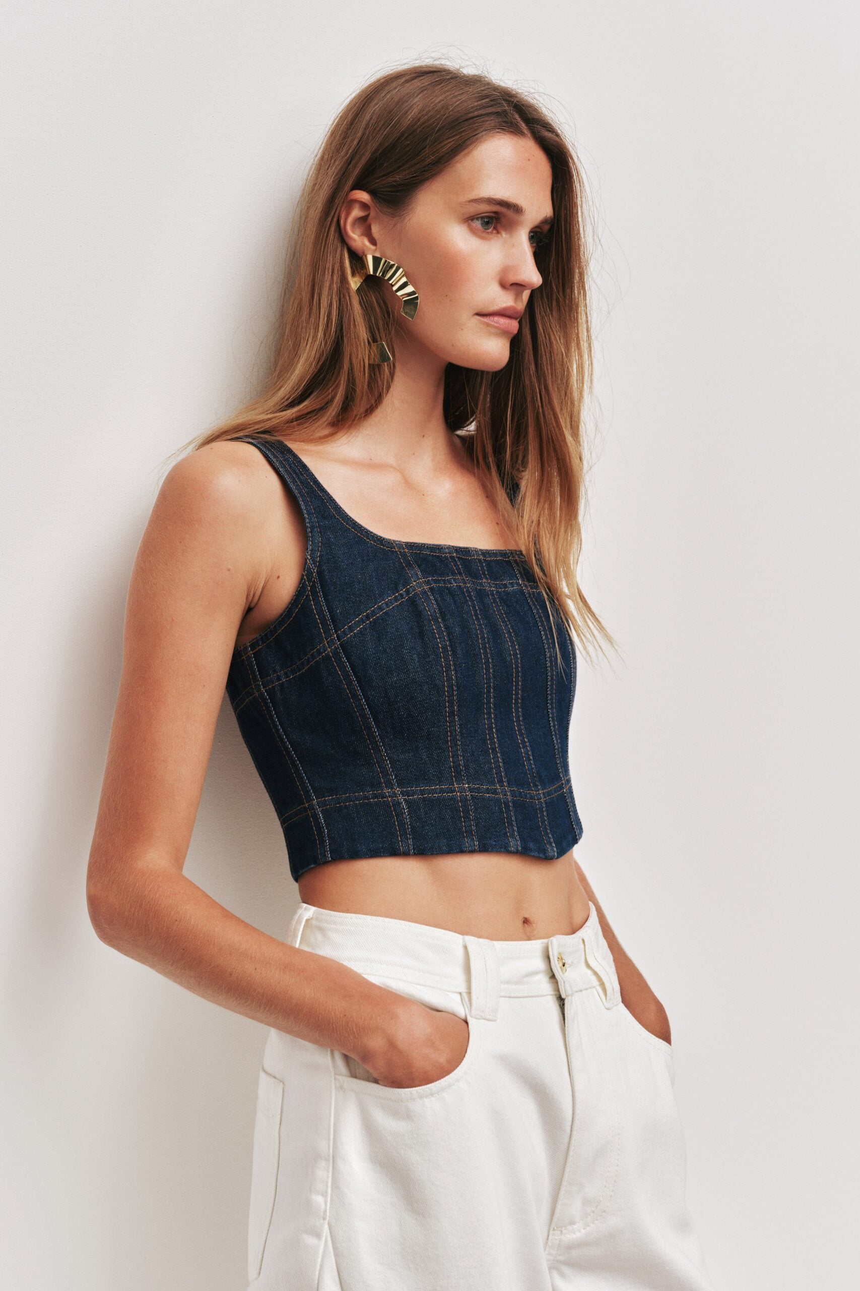 MNAJE270926190251081_3 Aje Briar Denim Bustier - Image 3