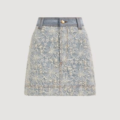 Aje Bloom Lace Denim Skirt - Image 2