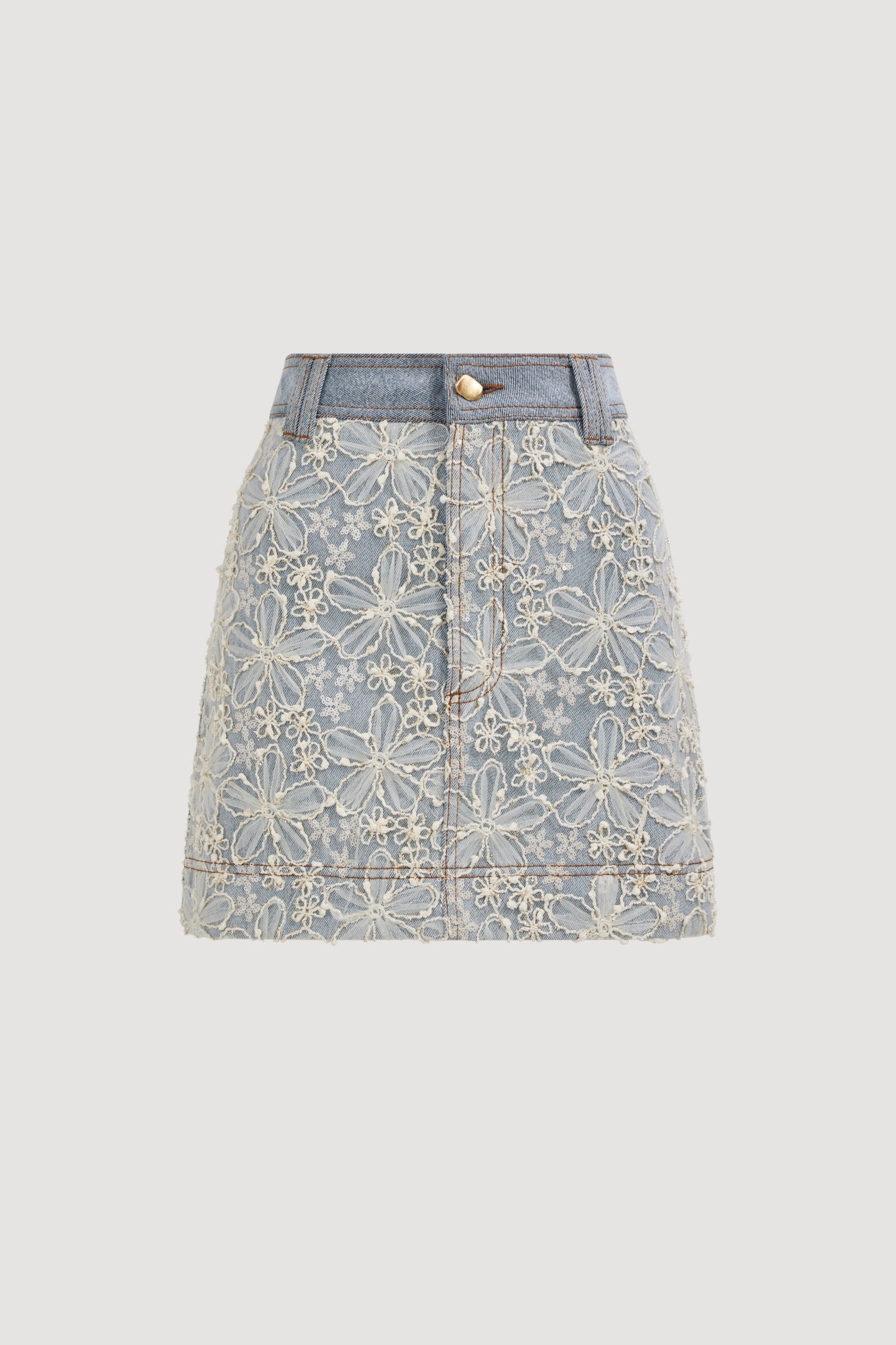 MNAJE270926190251090_2 Aje Bloom Lace Denim Skirt - Image 2