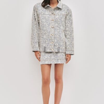 Aje Bloom Lace Denim Jacket - Image 1