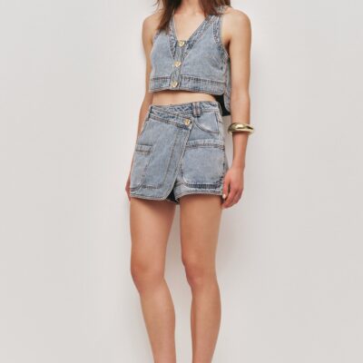 Aje Birch Denim Top - Image 1