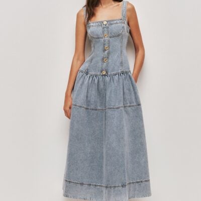 Aje Birch Denim Midi Dress - Image 1