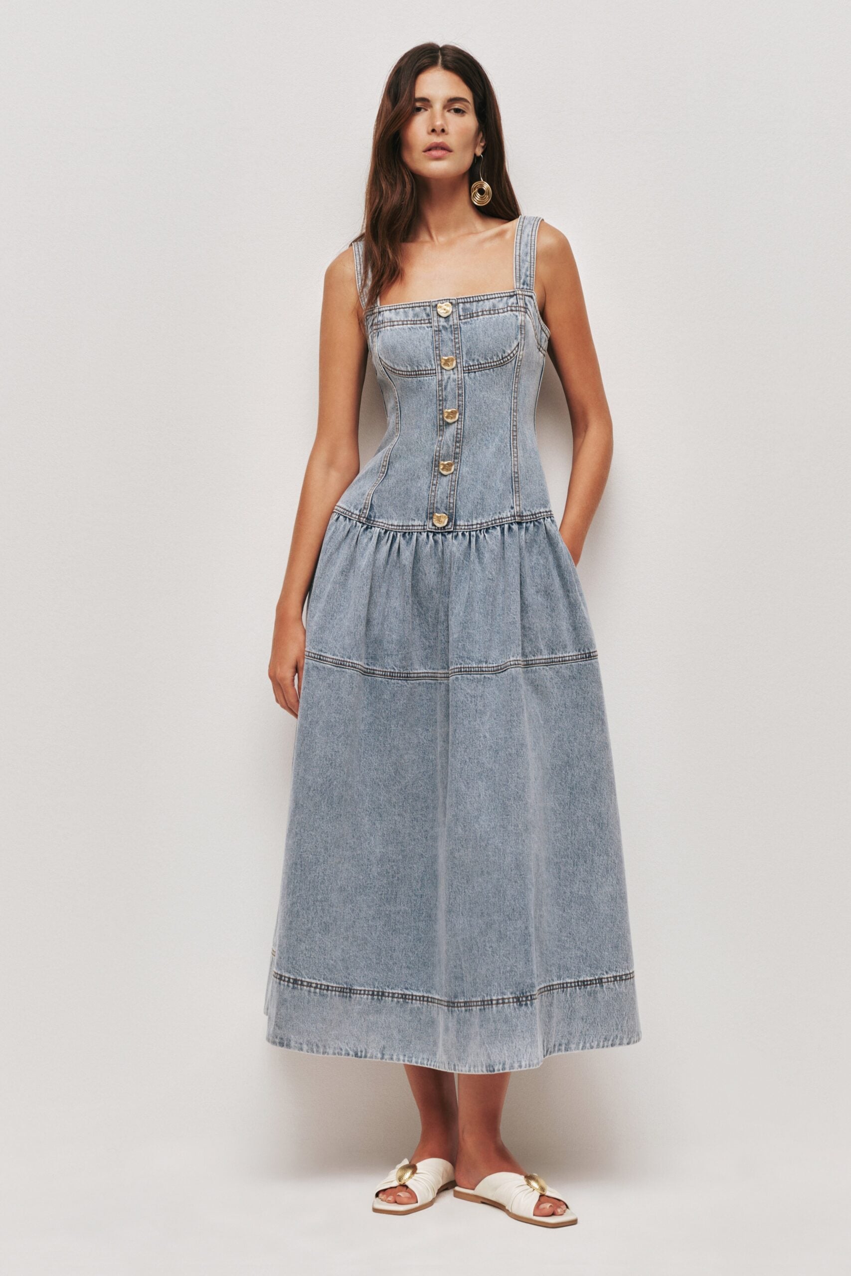Aje Birch Denim Midi Dress - Image 1
