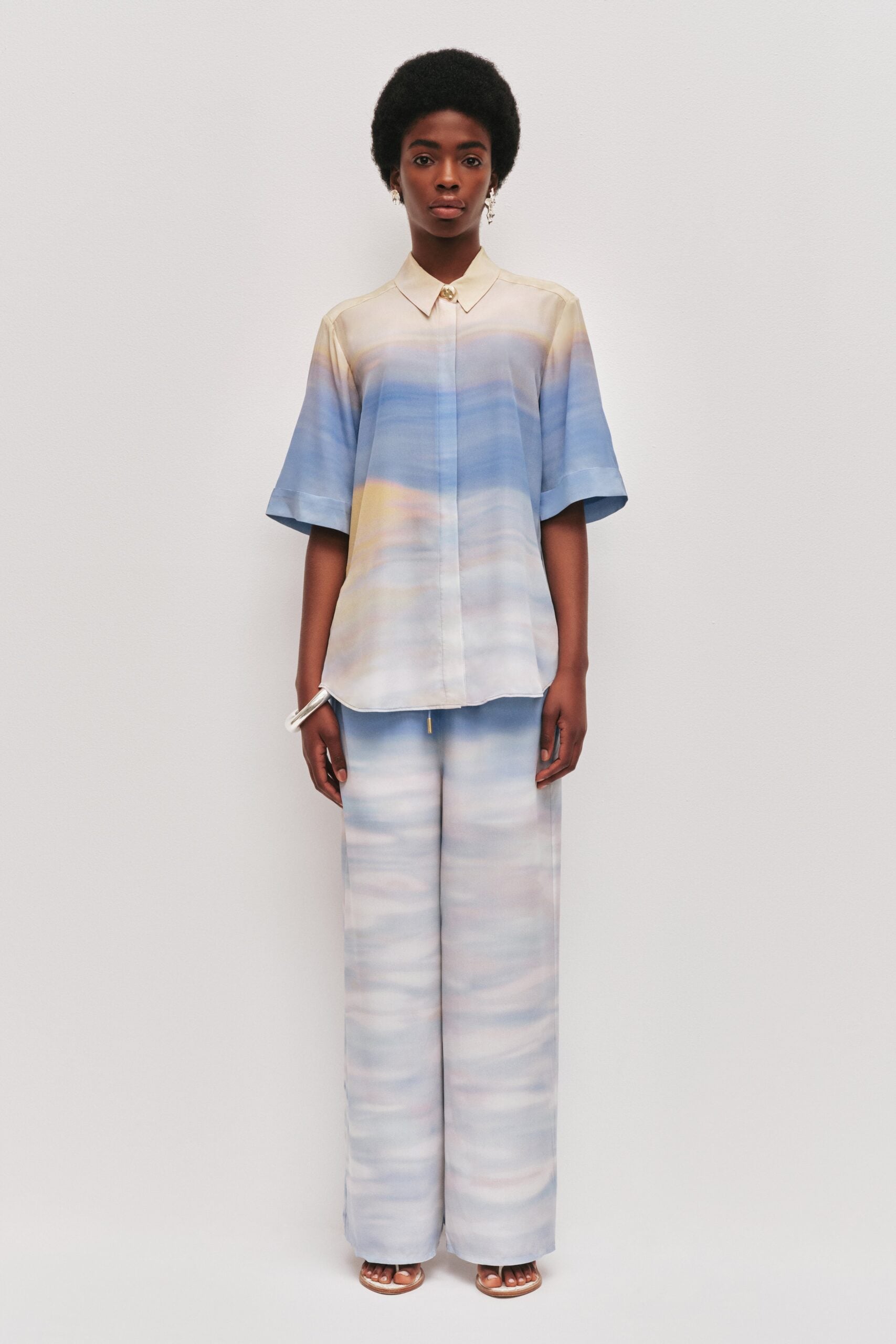 Aje Avalon Short Sleeve Silk Shirt - Image 1