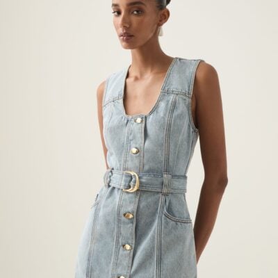 Aje Aura Denim Mini Dress - Image 1