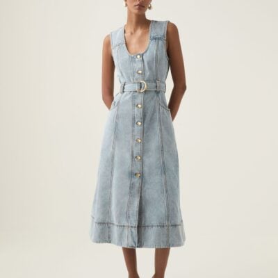 Aje Aura Denim Midi Dress - Image 1
