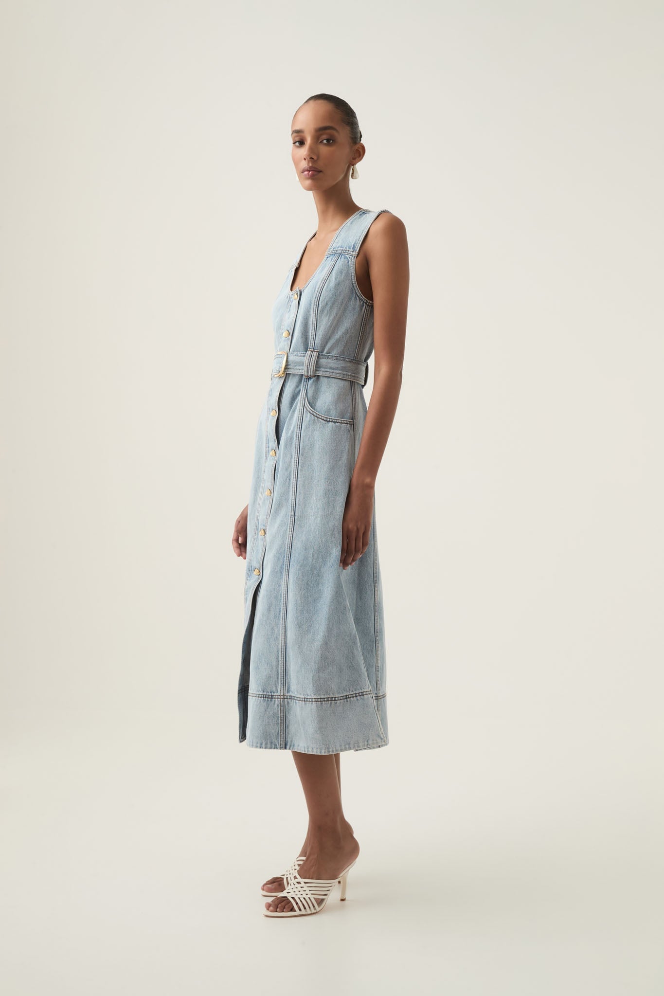 Aje Aura Denim Midi Dress - Image 3