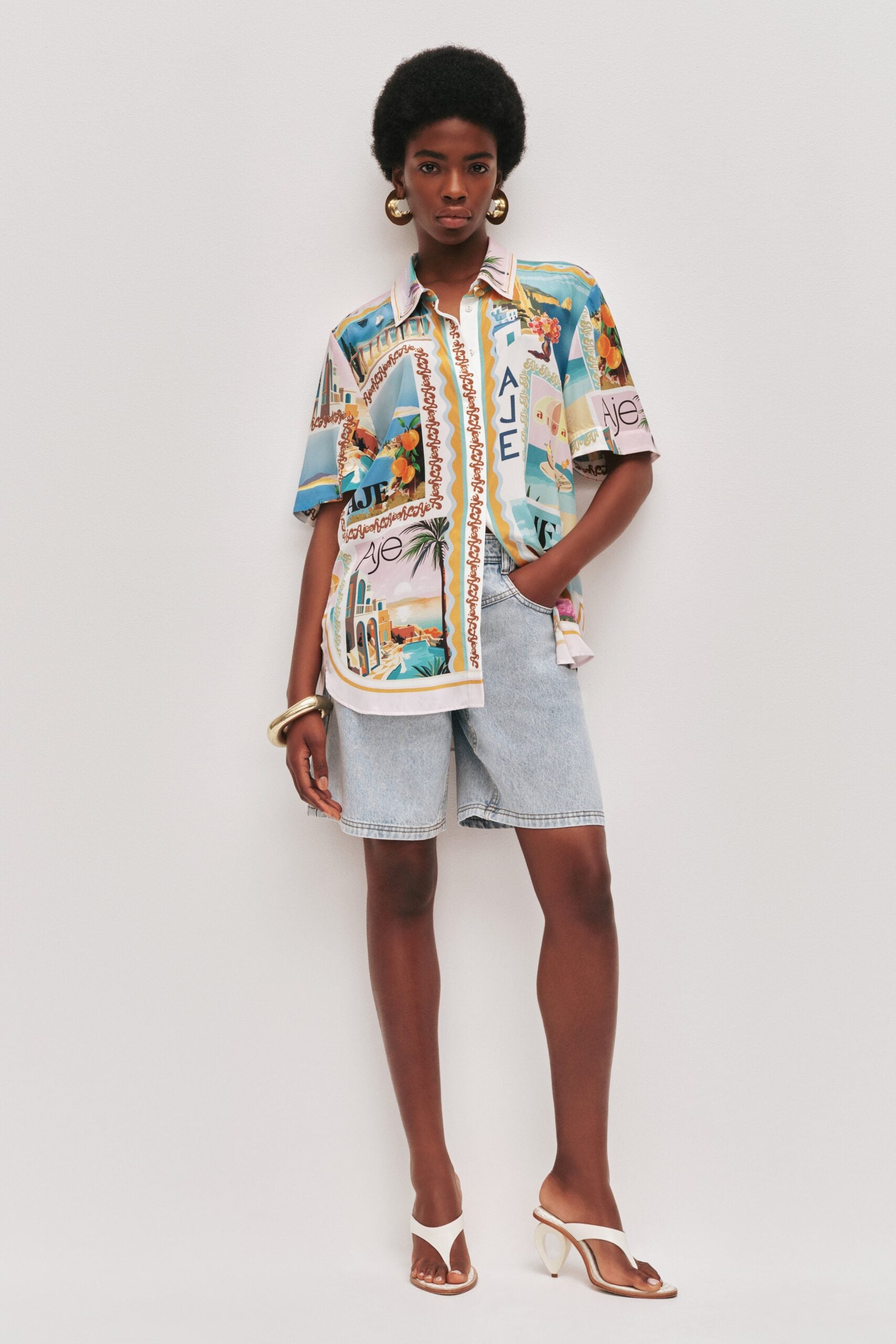 Aje Atomic Short Sleeve Silk Shirt - Image 1