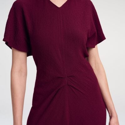A.L.C. Rem Textured Crepe Ruched Midi Dress - Image 2