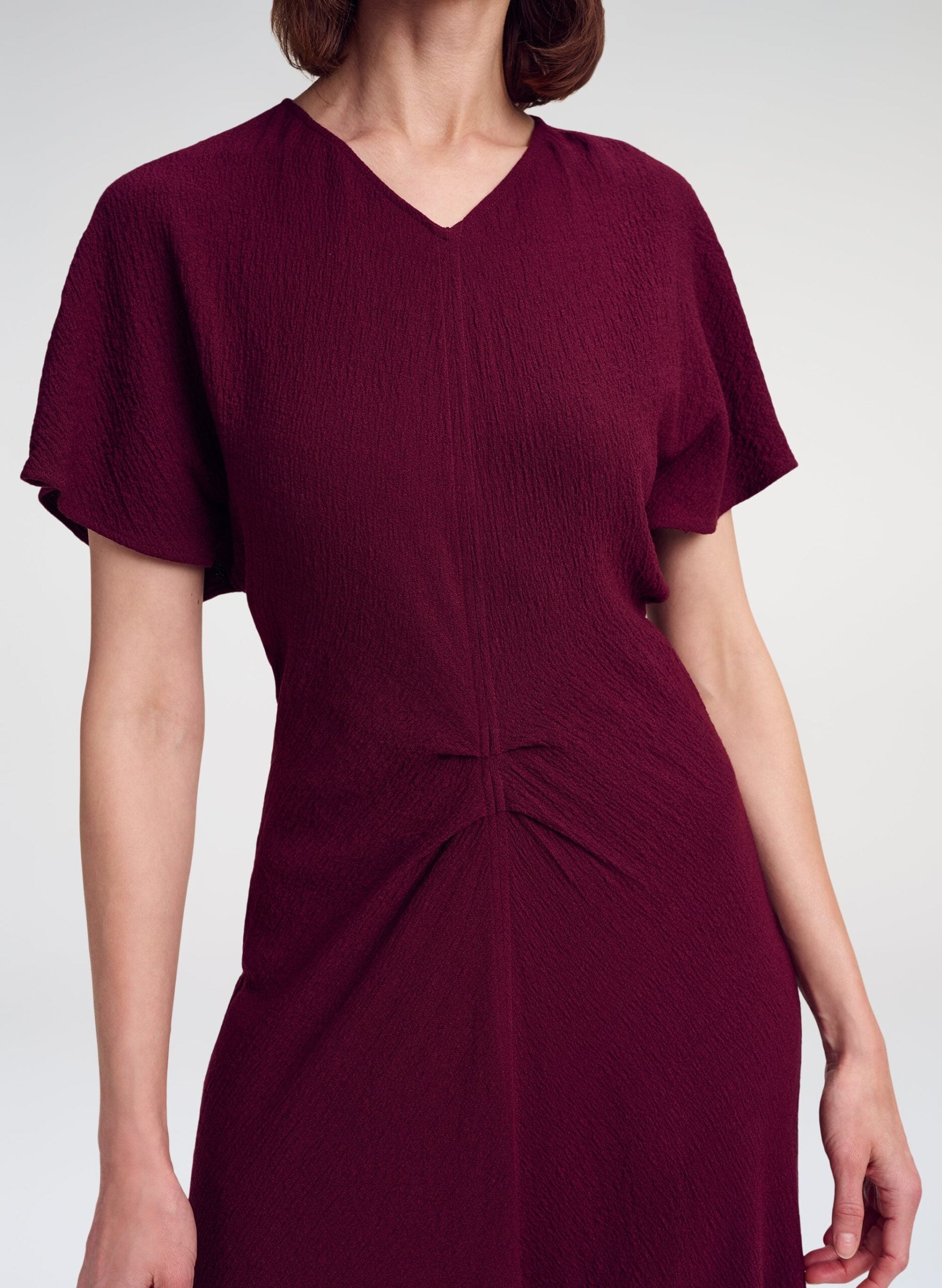 MNALC140926200023009_2 A.L.C. Rem Textured Crepe Ruched Midi Dress - Image 2