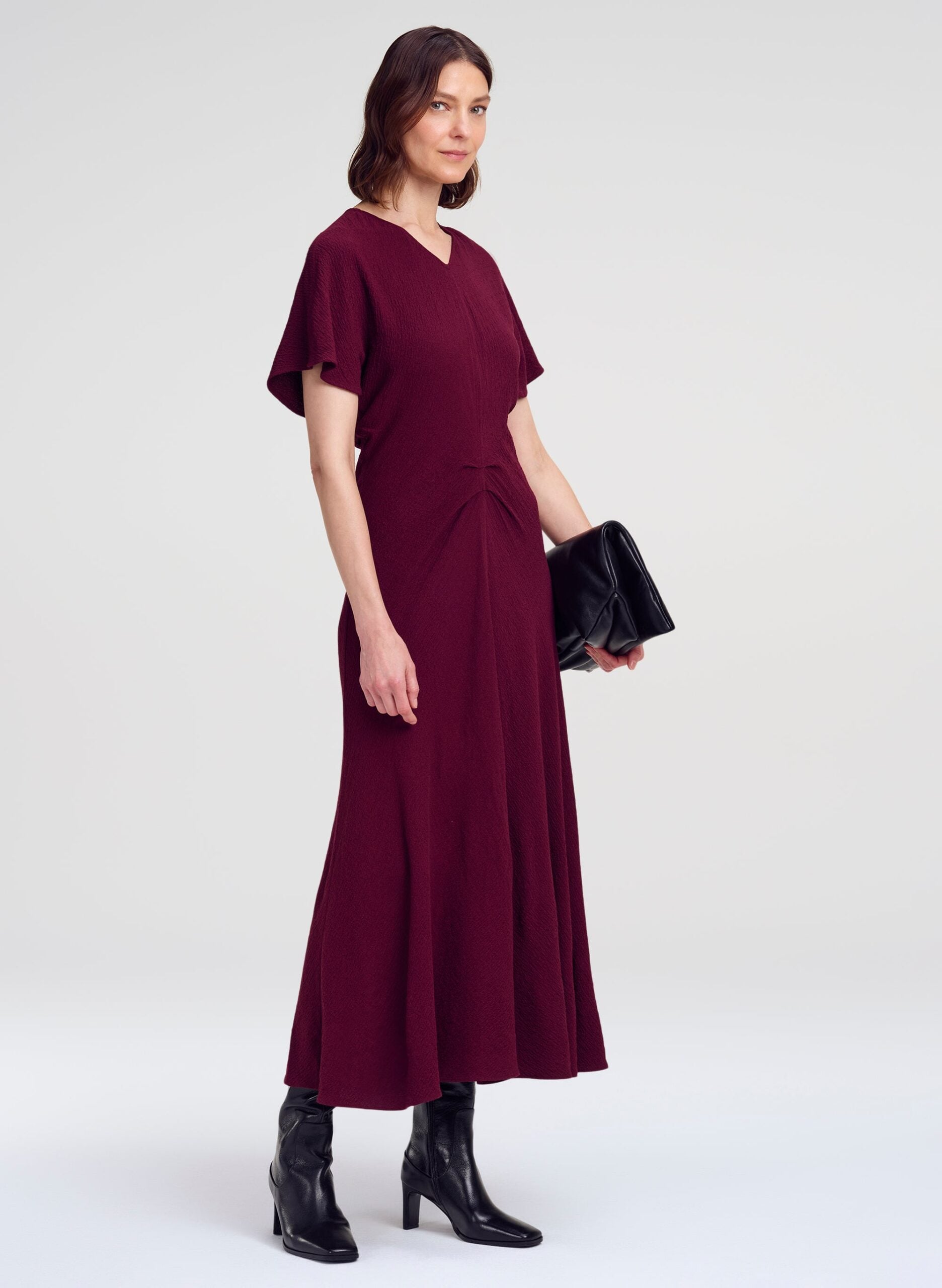 MNALC140926200023009_3 A.L.C. Rem Textured Crepe Ruched Midi Dress - Image 3