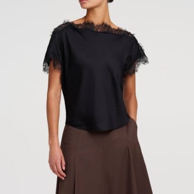 A.L.C. Luna Satin and Lace Top - Image 1