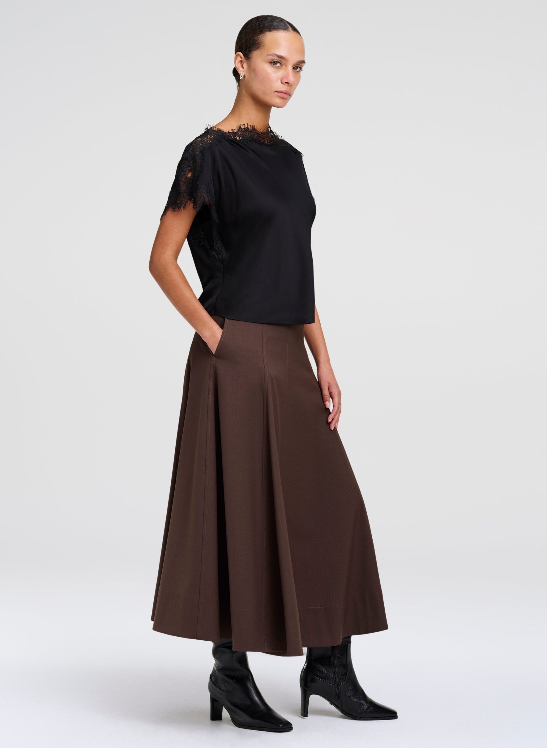 A.L.C. Luna Satin and Lace Top - Image 3