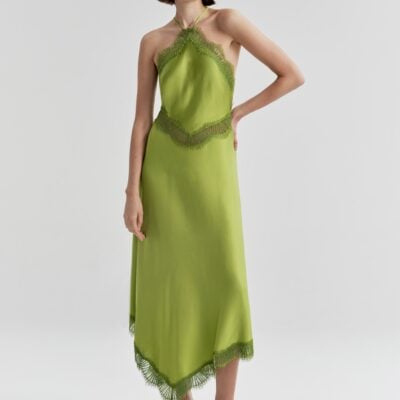 A.L.C. Lucia Satin and Lace Midi Dress - Image 1
