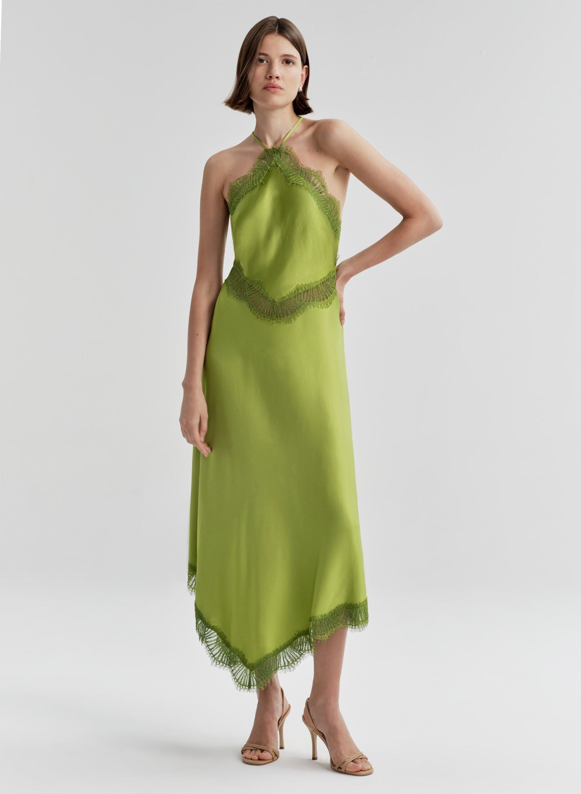 A.L.C. Lucia Satin and Lace Midi Dress - Image 1
