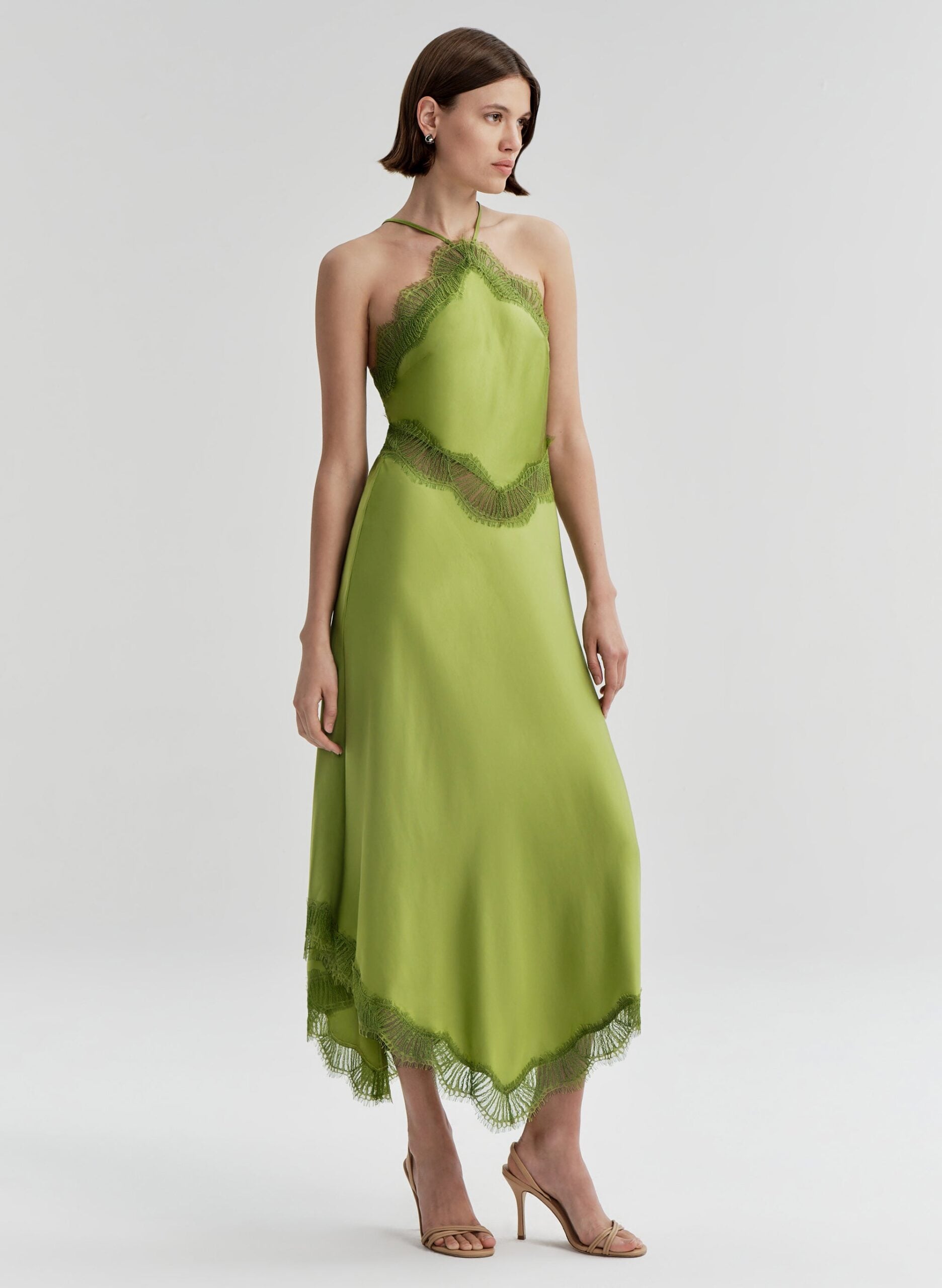 A.L.C. Lucia Satin and Lace Midi Dress - Image 3
