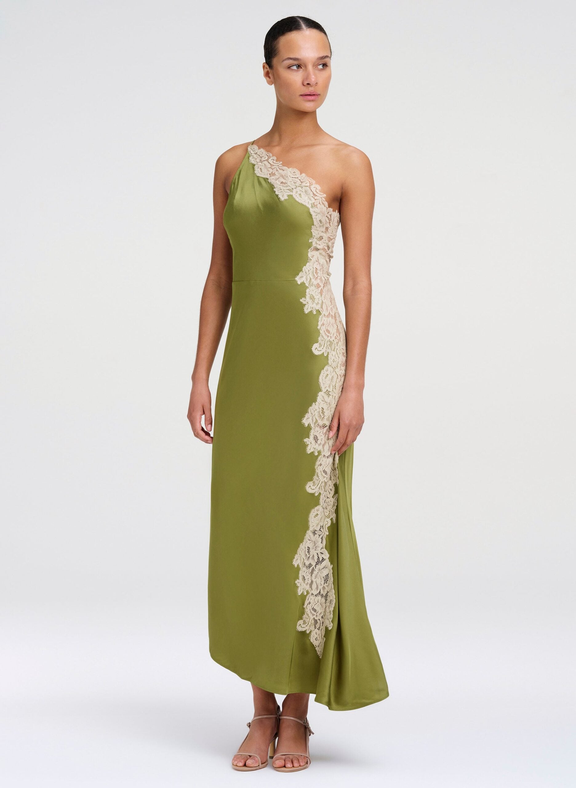 A.L.C. Lou Satin and Lace Midi Dress - Image 1
