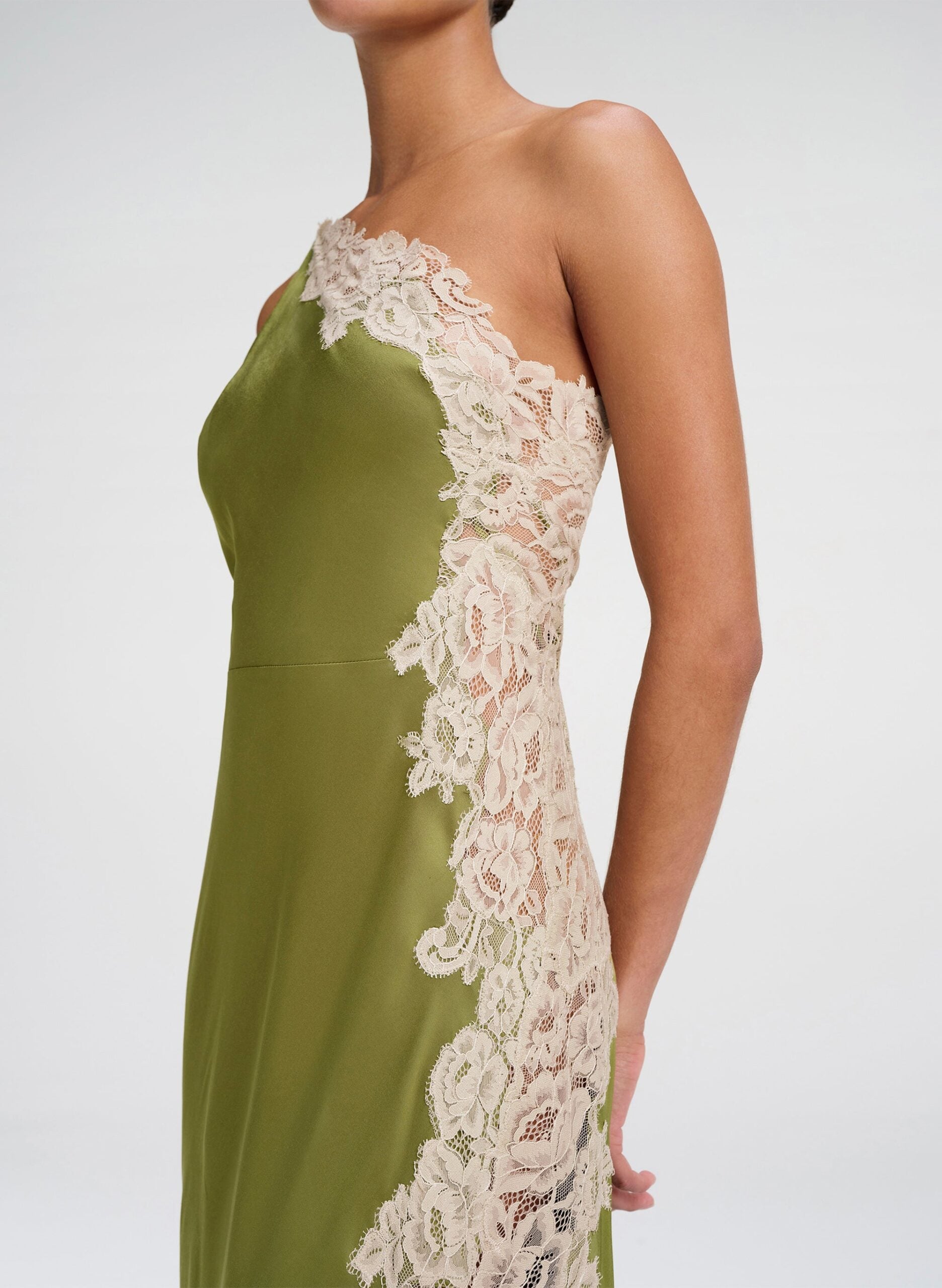 MNALC140926200023021_3 A.L.C. Lou Satin and Lace Midi Dress - Image 3