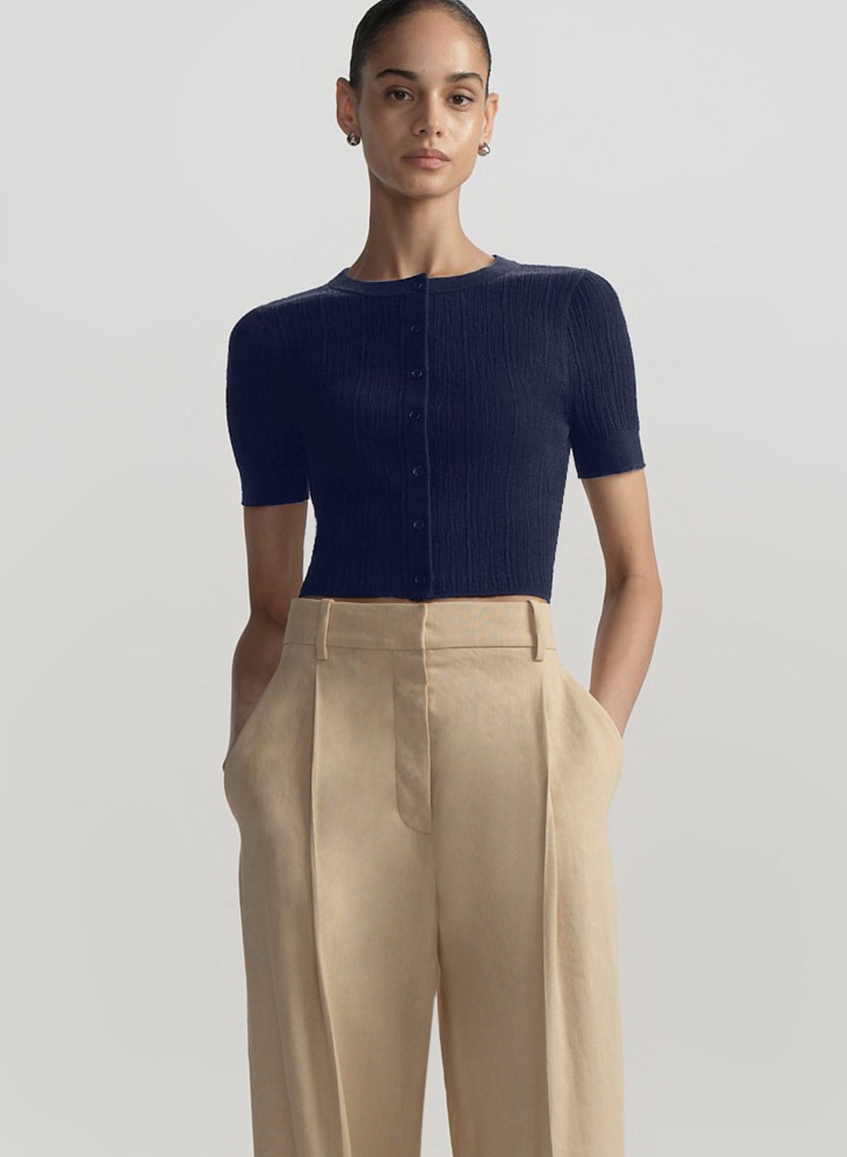 A.L.C. Lottie Fine Cotton Cropped Cardigan - Image 1