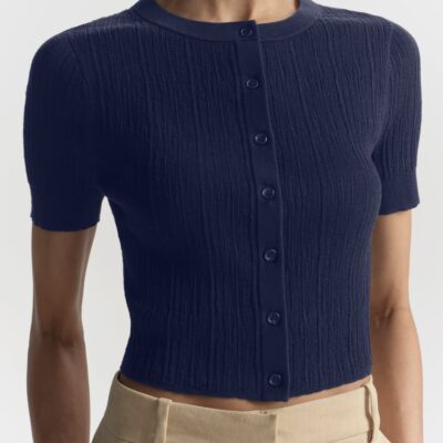 A.L.C. Lottie Fine Cotton Cropped Cardigan - Image 2