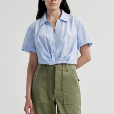 A.L.C. Lily Short Sleeve Cropped Cotton Shirt - Image 1