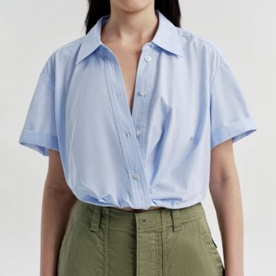 A.L.C. Lily Short Sleeve Cropped Cotton Shirt - Image 2