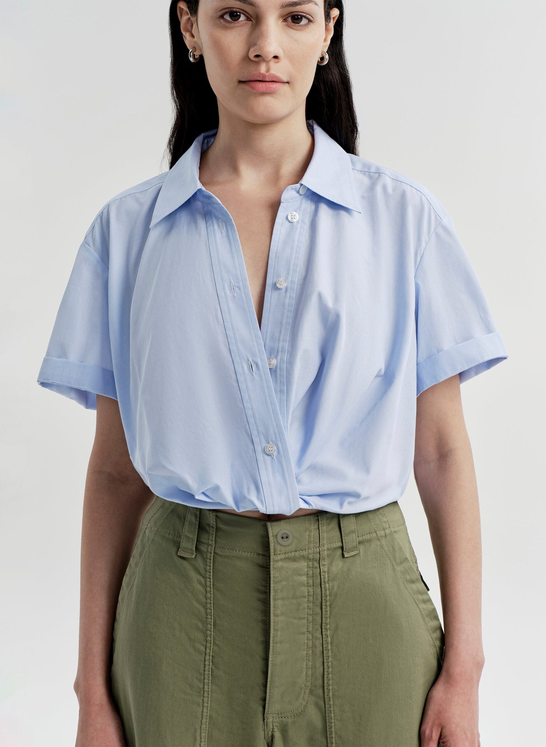 A.L.C. Lily Short Sleeve Cropped Cotton Shirt - Image 2