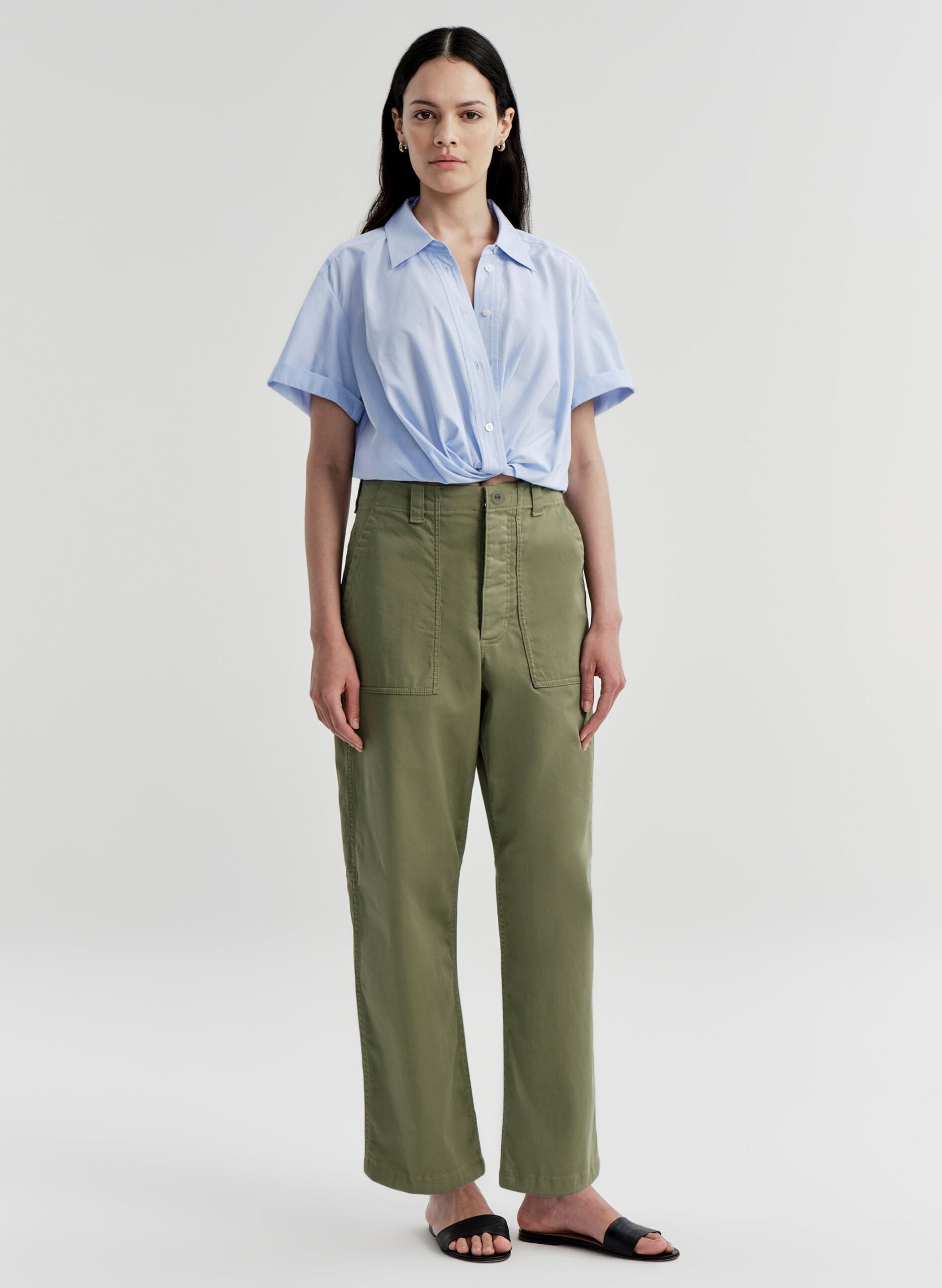 A.L.C. Lily Short Sleeve Cropped Cotton Shirt - Image 3