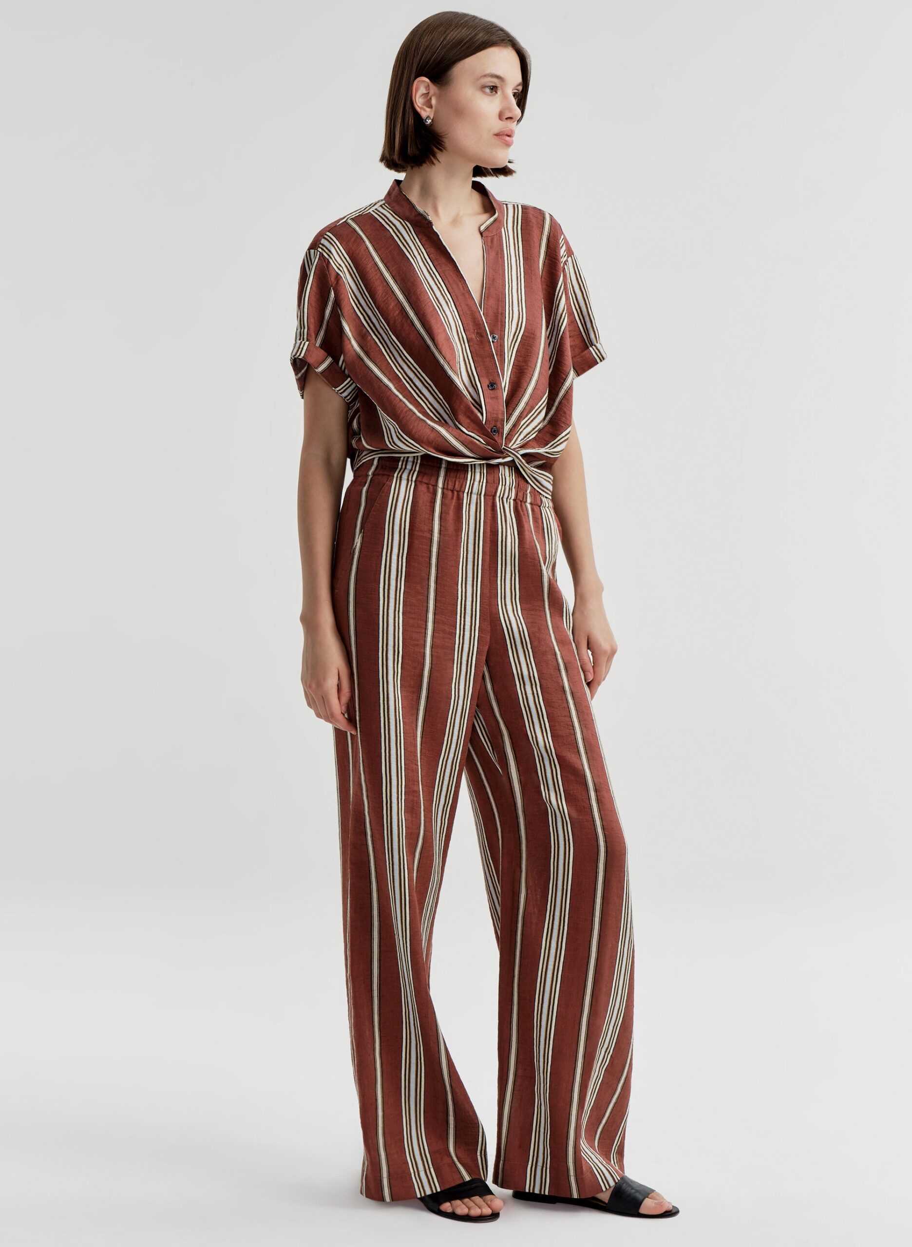 A.L.C. Leonore Short Sleeve Striped Linen Shirt - Image 3
